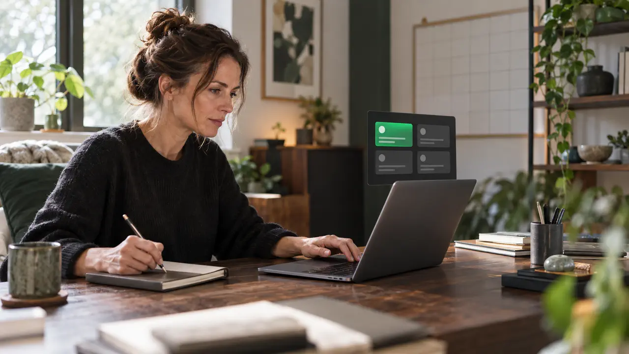 Marketingberaterin wählt zwischen Kundenterminen den passenden nächsten Arbeitsschritt